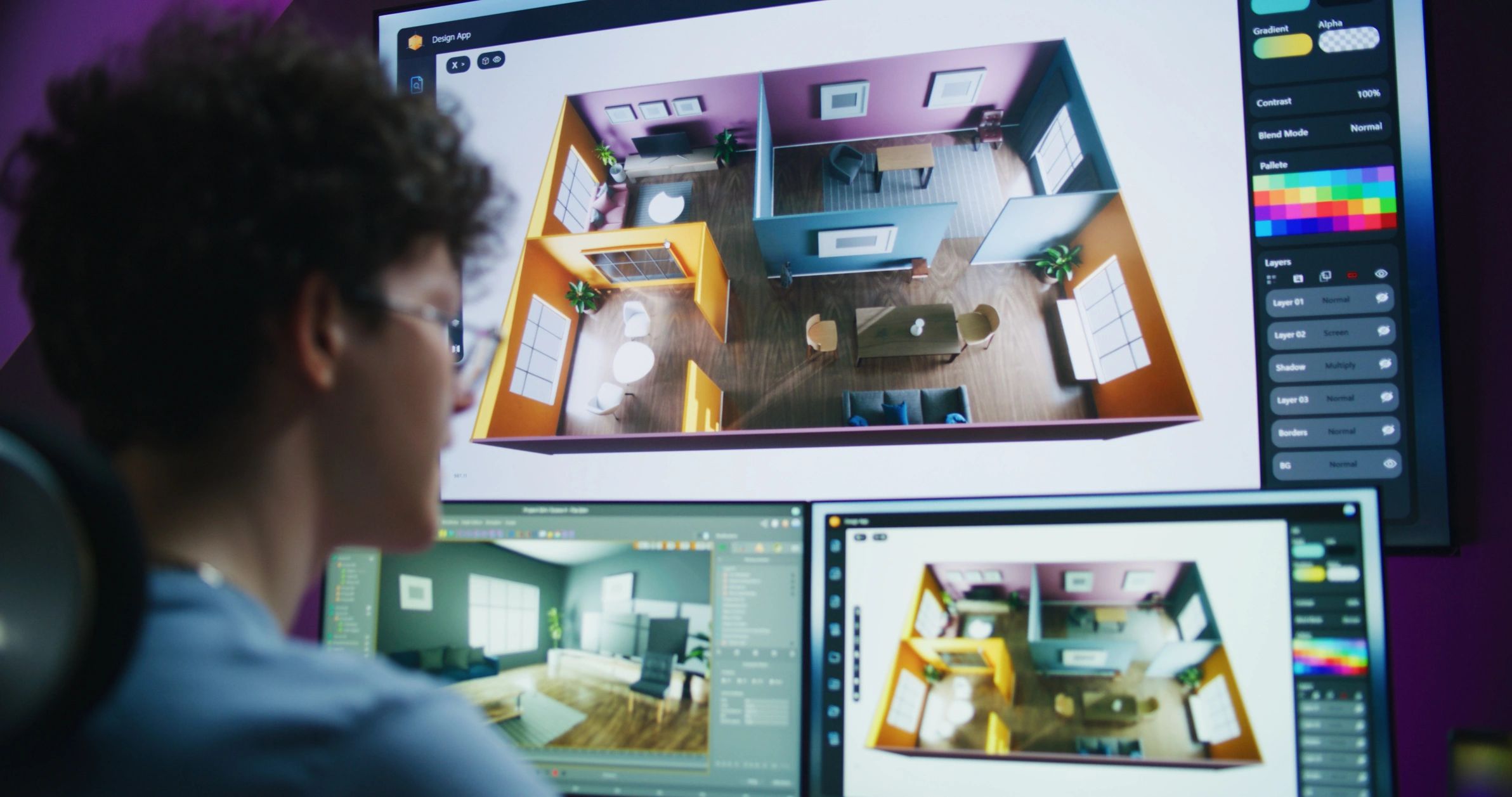 Designer using computer software for a structural design project